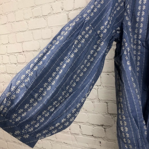 Tommy Hilfiger Balloon Long Sleeve Blue & White Floral Top XXL - Picture 3 of 5